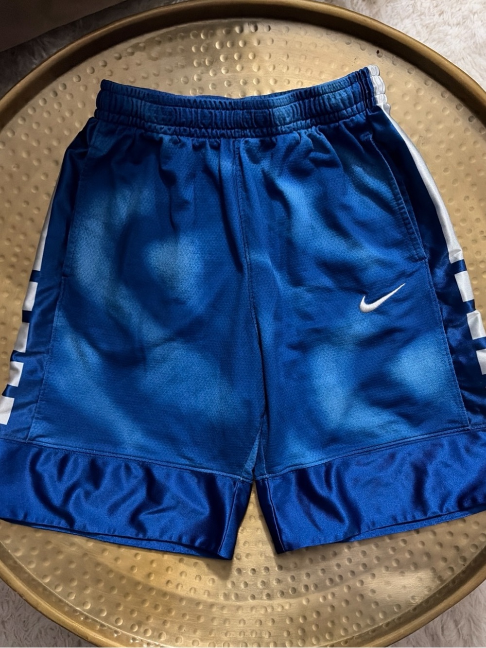 Nike Blue Athletic Shorts with White Swoosh